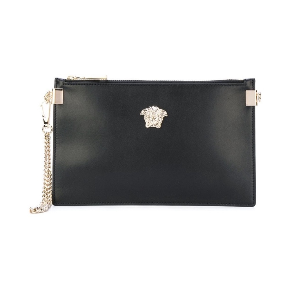 🌟 gold medusa calf leather VERSACE clutch